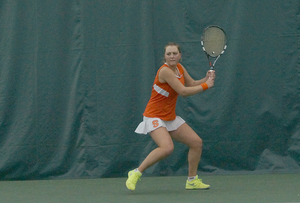 Syracuse's Gabriella Knutson has relied on her backhand this season since it's the most powerful part of her game.